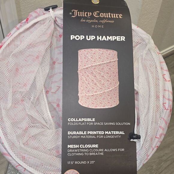 Juicy Couture Home Signature Logo  Heart Bow Pop Up Hamper - Picture 6 of 6